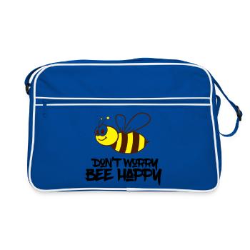 bee happy - Retro Tasche - Blau/Weiß - Vorne