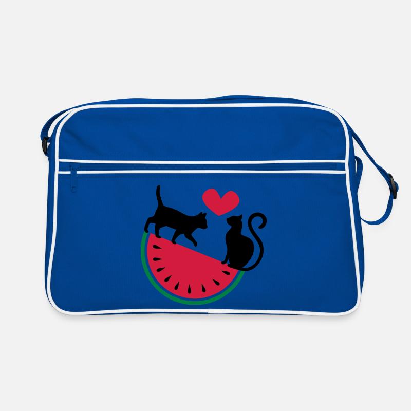 Melon Cat Love - Retro Tasche - Blau/Weiß