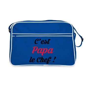 Papa / Fête des Pères / Pere / Cuisine Chef / Bébé - Retro Bag - blue/white - Front