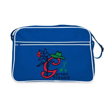 Garten, Buchstabe G, Natur - Retro Tasche - Blau/Weiß - Vorne