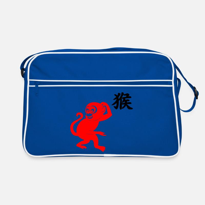Chinesisches Schriftzeichen roter Affe mit Affenbild Retro Tasche