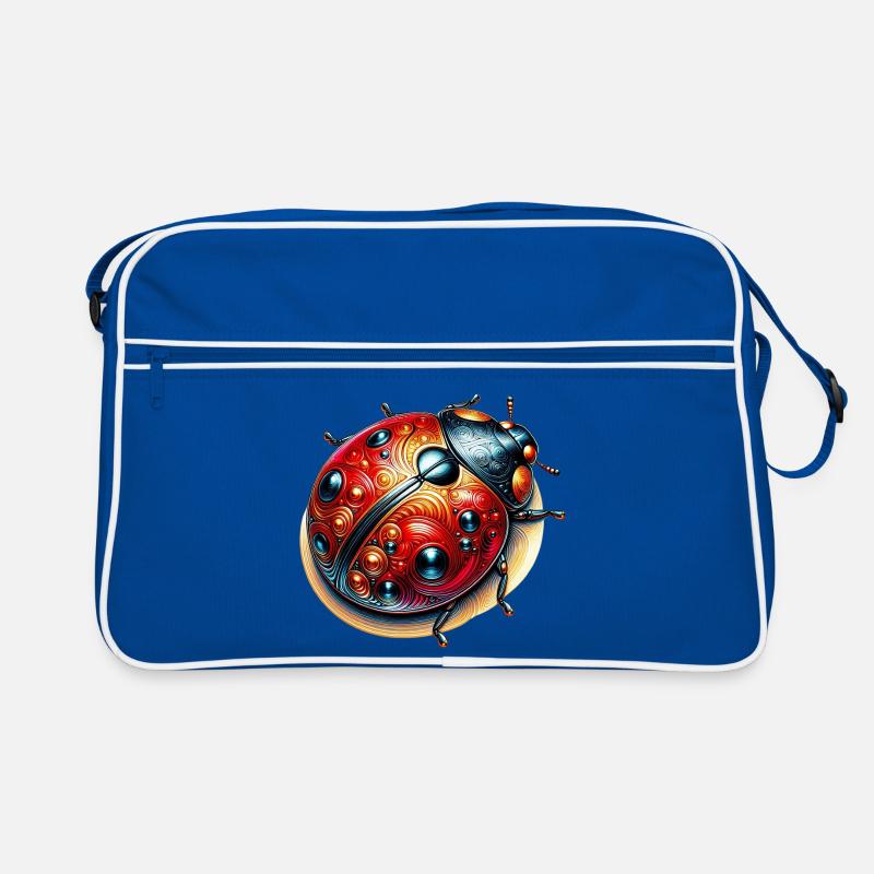 Marienkäfer - Retro Tasche - Blau/Weiß