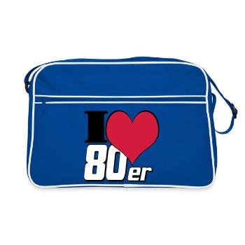 80er Party Retro Fun , Motto Party Shirt 80er (25) - Retro Tasche - Blau/Weiß - Vorne