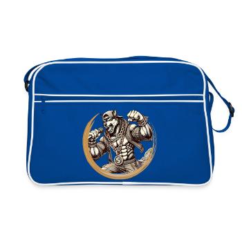 Wolf in rapper look – strong street style aesthetic - Retro Bag - blue/white - Front