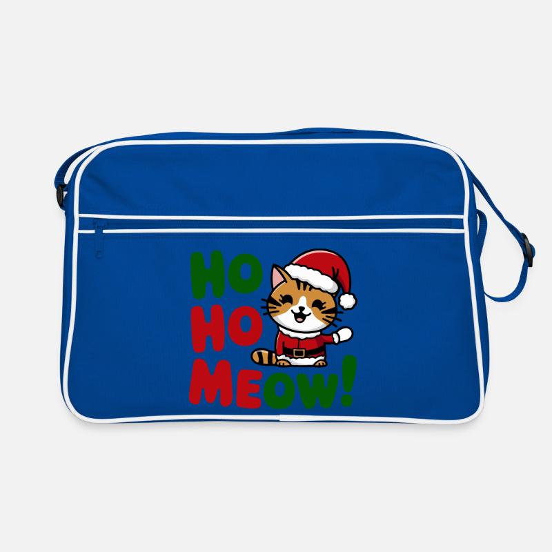 Chat festif dans la conception du chapeau de Père Noël Sac Retro