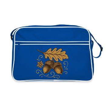 Eicheln mit Blatt – Herbst Design - Retro Tasche - Blau/Weiß - Vorne