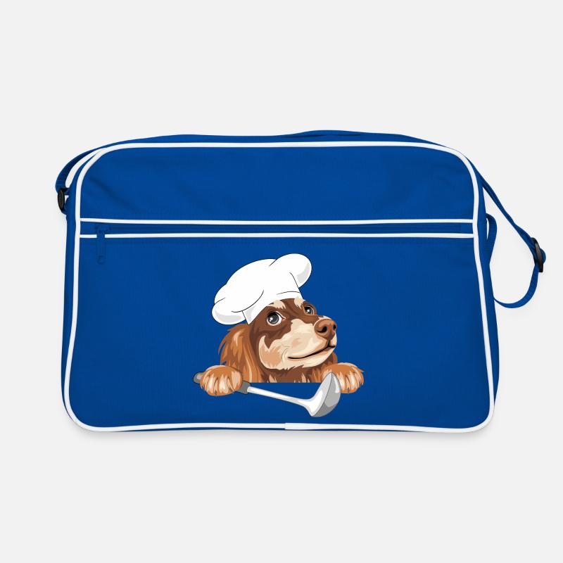 Teckel rêveur cuisinier avec une louche - Sac Retro - bleu/blanc