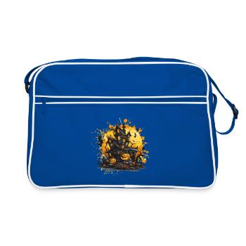 Haunted house on the Halloween moon - Retro Bag - blue/white - Front