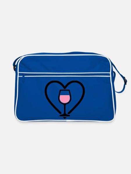 Heart + Rosé Wine – Rosé Lover - Retro Bag - blue/white - Front