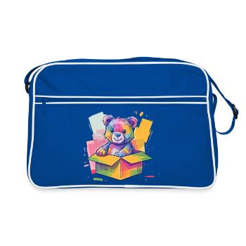 Ours arc-en-ciel dans une boîte - Sac Retro - bleu/blanc - Devant