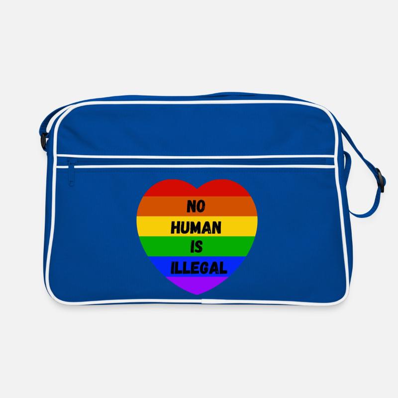 No Human Is Illegal - Retro Tasche - Blau/Weiß
