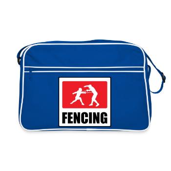 Fencing signage: silhouettes in the middle of a duel - Retro Bag - blue/white - Front