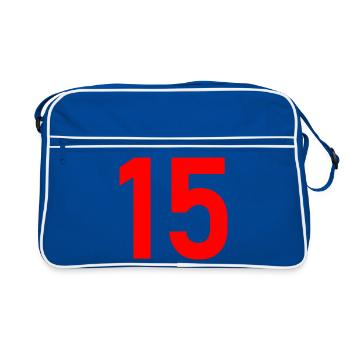 15. 15 ANS. 15e ANNIVERSAIRE. ANNIVERSAIRE 15 ANS. - Sac Retro - bleu/blanc - Devant