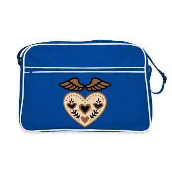 Tatouage d'ange gardien avec ailes en forme de cœur - Sac Retro - bleu/blanc - Devant