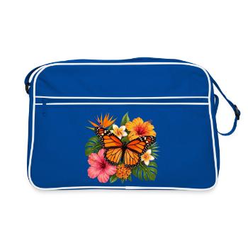 Fleur tropicale du papillon monarque - Sac Retro - bleu/blanc - Devant