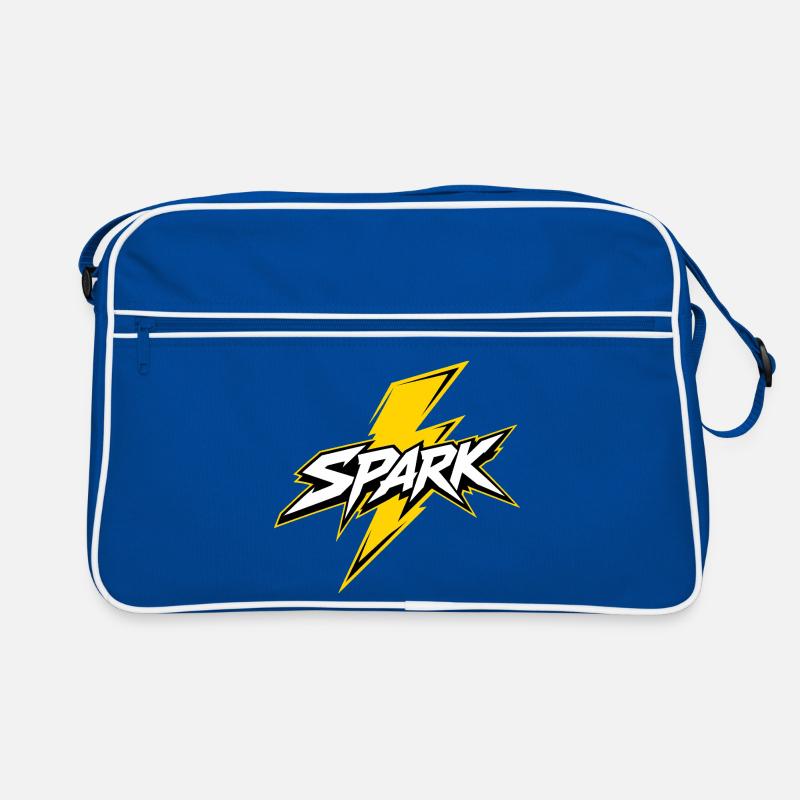 Spark Blitz Comic Logo - Retro Tasche - Blau/Weiß