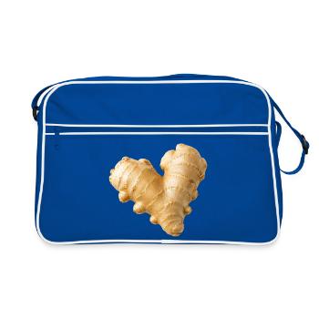 Ginger Heart Watercolor Illustration - Retro Bag - blue/white - Front