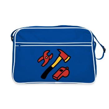 Graphismes des outils des pompiers - Sac Retro - bleu/blanc - Devant