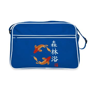 japan Fische japanisch anime asiatisch - Retro Tasche - Blau/Weiß - Vorne