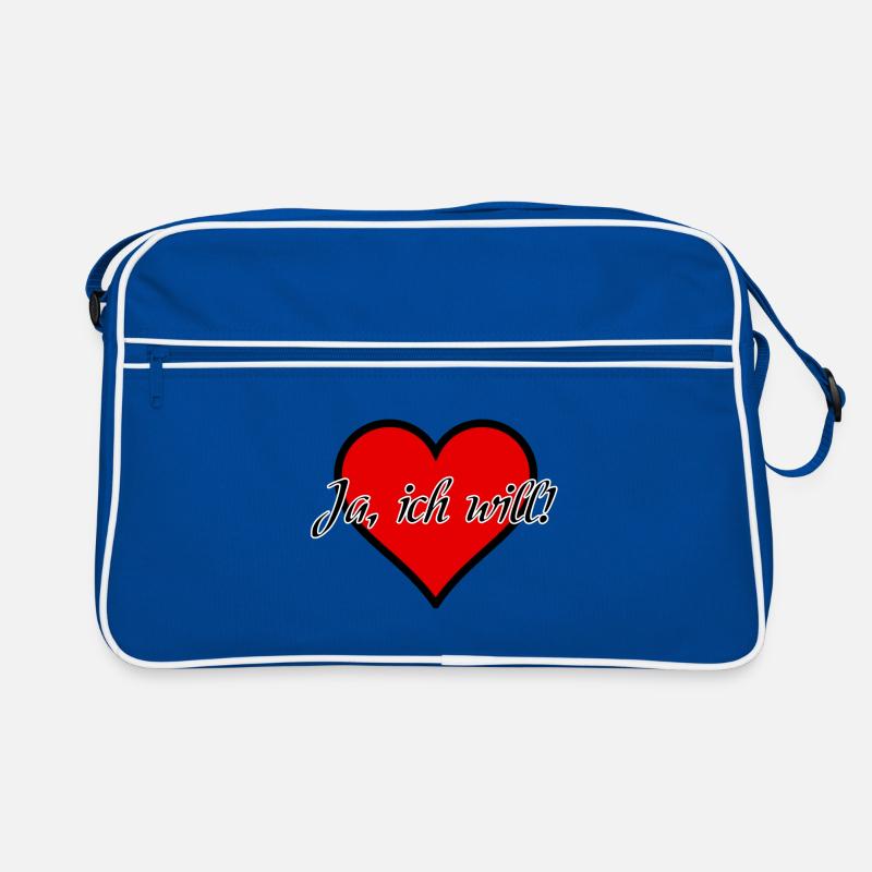 Ich will Heirat Hochzeit Ehe Antrag Liebe Geschenk - Retro Tasche - Blau/Weiß