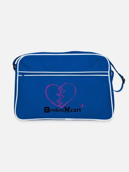 Zerbrochenes Herz Neon Pink - Retro Tasche - Blau/Weiß