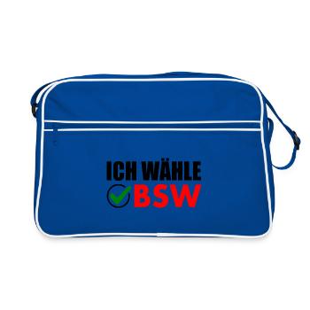 ich wähle bsw - Retro Tasche - Blau/Weiß - Vorne