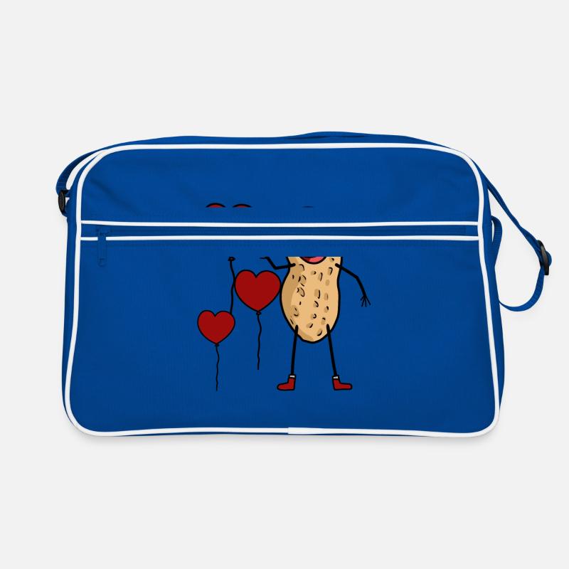 Félicitations anniversaire cacahuète coeur noix salutation - Sac Retro - bleu/blanc
