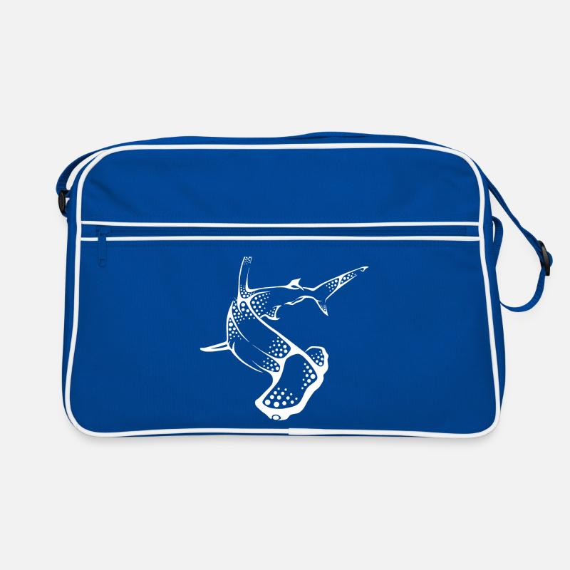 Hammerhead Shark Hai Hammerhai Dive Diving Diver - Retro Tasche - Blau/Weiß