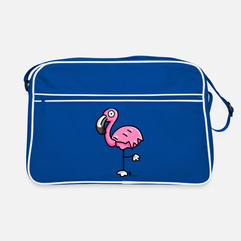 Flamingo - Retro Tasche - Blau/Weiß