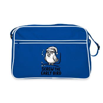 Der frühe Vogel kann mich mal - Retro Tasche - Blau/Weiß - Vorne