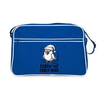 Der frühe Vogel kann mich mal - Retro Tasche - Blau/Weiß - Vorne