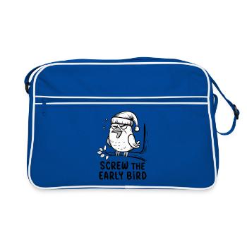 Der frühe Vogel kann mich mal - Retro Tasche - Blau/Weiß - Vorne
