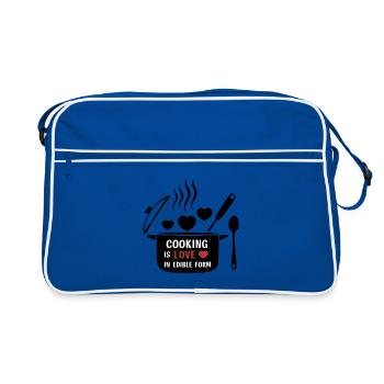 Cooking is love in edible form. - Retro Bag - blue/white - Front