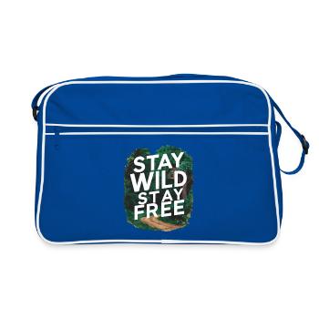 Bleib wild, bleib frei - Retro Tasche - Blau/Weiß - Vorne