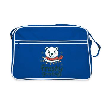 Frosty greetings – Polar bear with fairy lights - Retro Bag - blue/white - Front