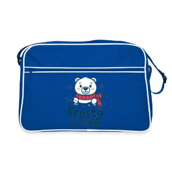 Frosty greetings – Polar bear with fairy lights - Retro Bag - blue/white - Front