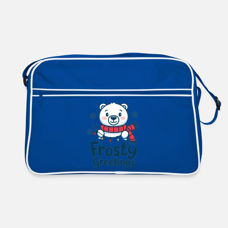 Frostige Grüße – Eisbär mit Lichterkette Retro Tasche