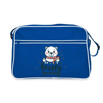 Frosty greetings – Polar bear with fairy lights - Retro Bag - blue/white - Front