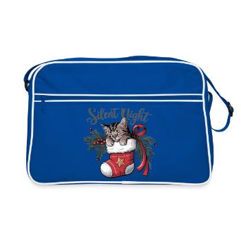 Douce nuit – Chaton en bas de Noël - Sac Retro - bleu/blanc - Devant