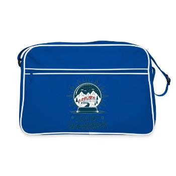 Winterwunderland – Schneekugel mit Dorf - Retro Tasche - Blau/Weiß - Vorne