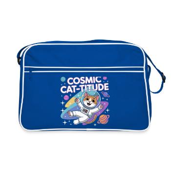 Chat Cosmique – Pouvoir Intergalactique du Chat - Sac Retro - bleu/blanc - Devant