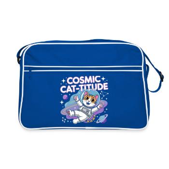 Chat Cosmique – Pouvoir Intergalactique du Chat - Sac Retro - bleu/blanc - Devant