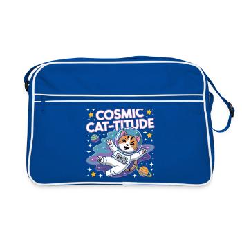Chat Cosmique – Pouvoir Intergalactique du Chat - Sac Retro - bleu/blanc - Devant