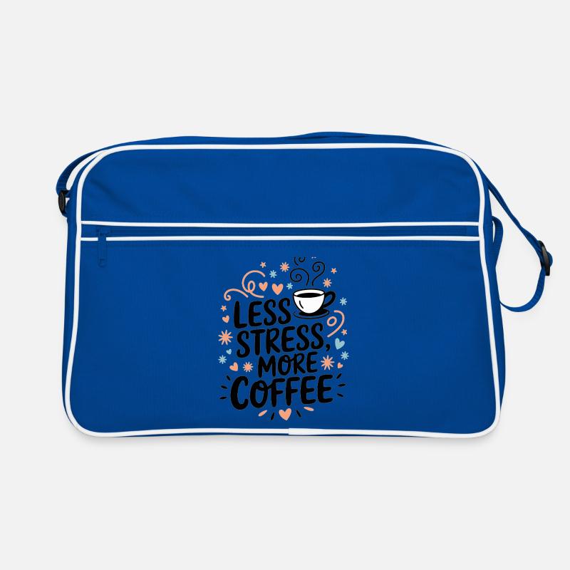 Less Stress, More Coffee – Kaffee-Spruch Retro Tasche