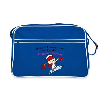 pflegeassistentin - Retro Tasche - Blau/Weiß - Vorne
