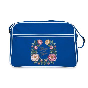 Floraison avec grâce – Couronne de pivoine - Sac Retro - bleu/blanc - Devant