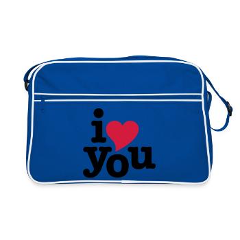 i love you - i heart you - Retro Tasche - Blau/Weiß - Vorne