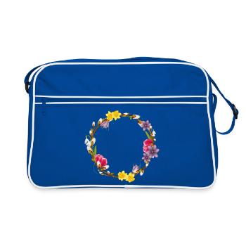 Couronne printanière de chatons et de fleurs de saule - Sac Retro - bleu/blanc - Devant