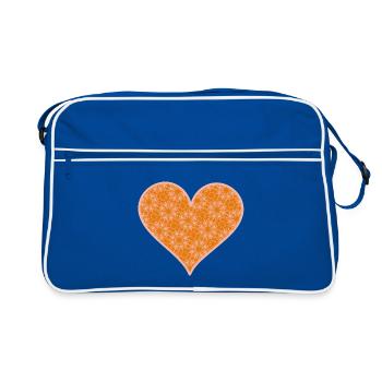 Heart orange pink - Retro Bag - blue/white - Front