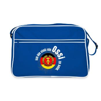 Ostalgie ossi stolz sachsen humo seid bereit ddr o - Retro Tasche - Blau/Weiß - Vorne